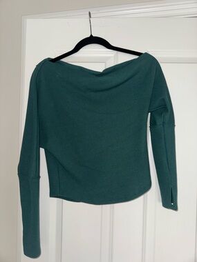 We The Free Deep Teal Off-Shoulder Sweater